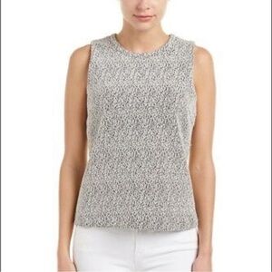 J. McLaughlin Bev Top Sleeveless Crewneck Black White Small